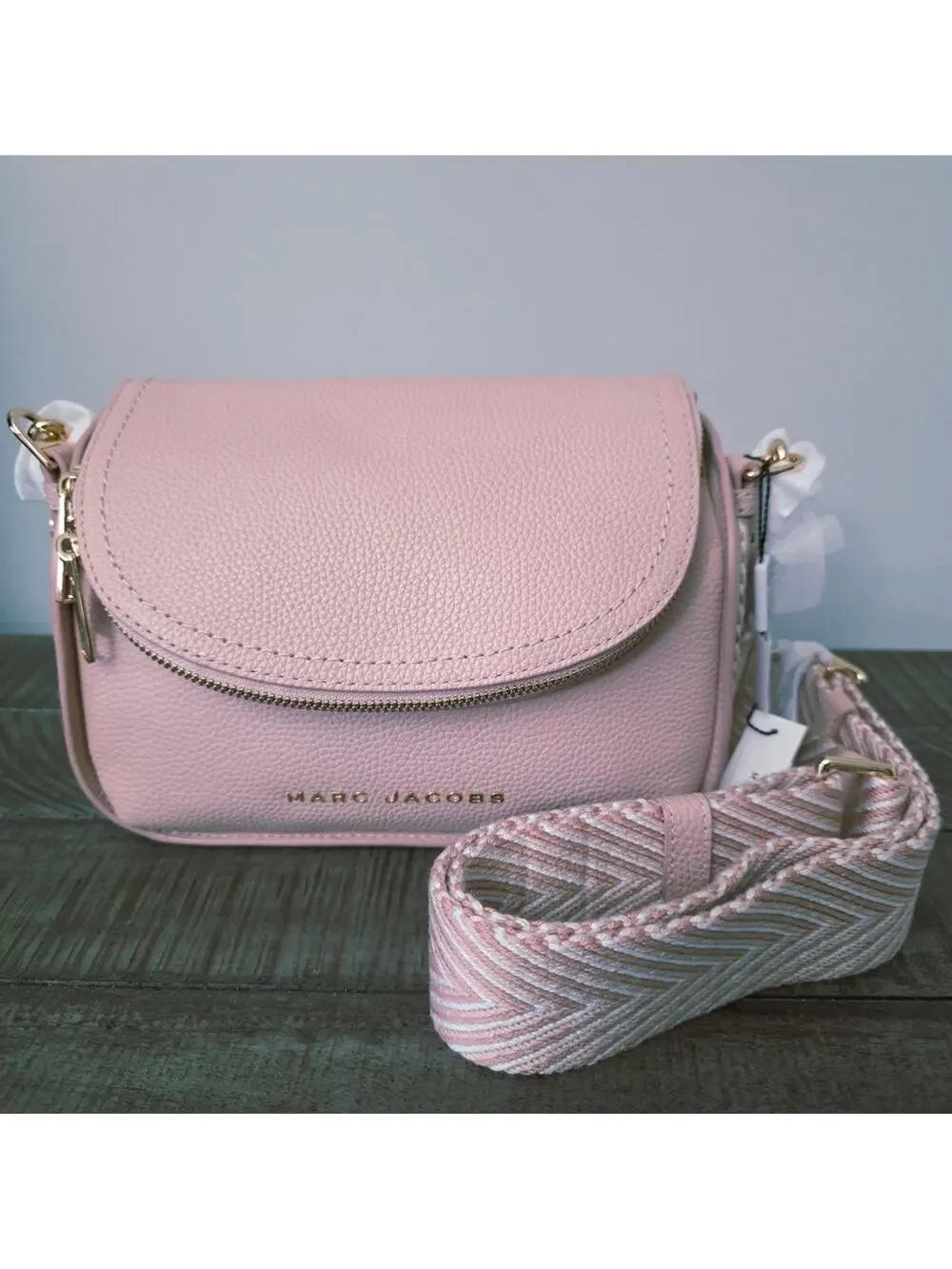 Marc Jacobs Groove 2.0 Webbing Mini Messenger Woven Strap Rose Pink Ne